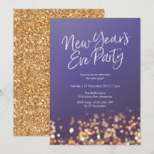 Invitación a Purpurina fiesta de Año Nuevo