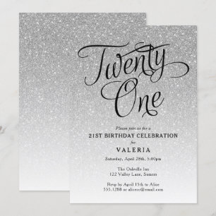 Invitación a Purpurina plateado por cumpleaños núm