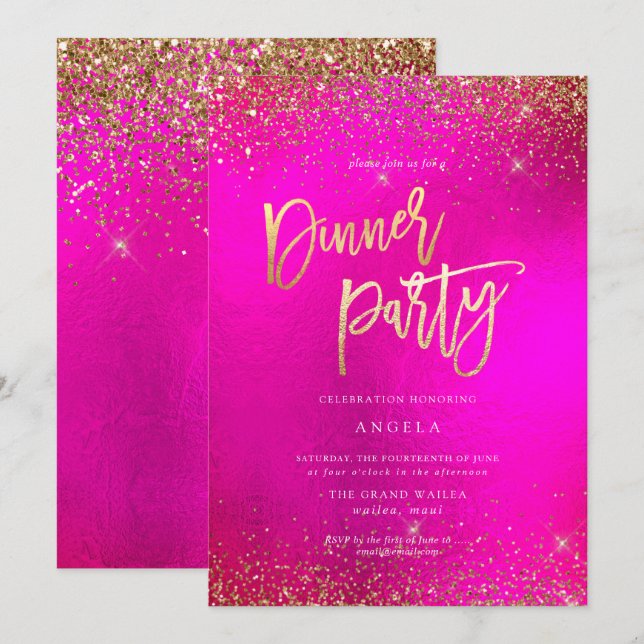 Invitación a Purpurinas de PixDezines Hot+Flash Fa (Anverso / Reverso)