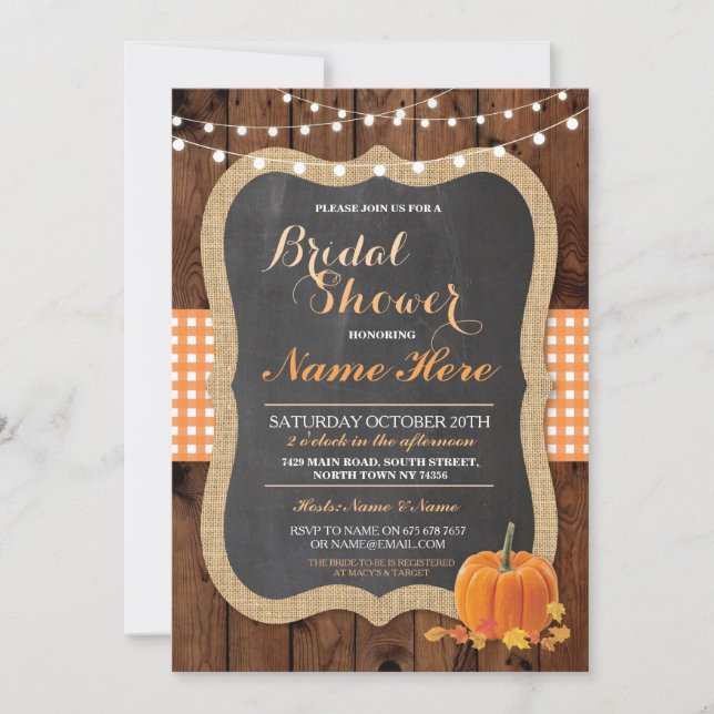 Invitación a quemlap de madera de la ducha de la n (Anverso)