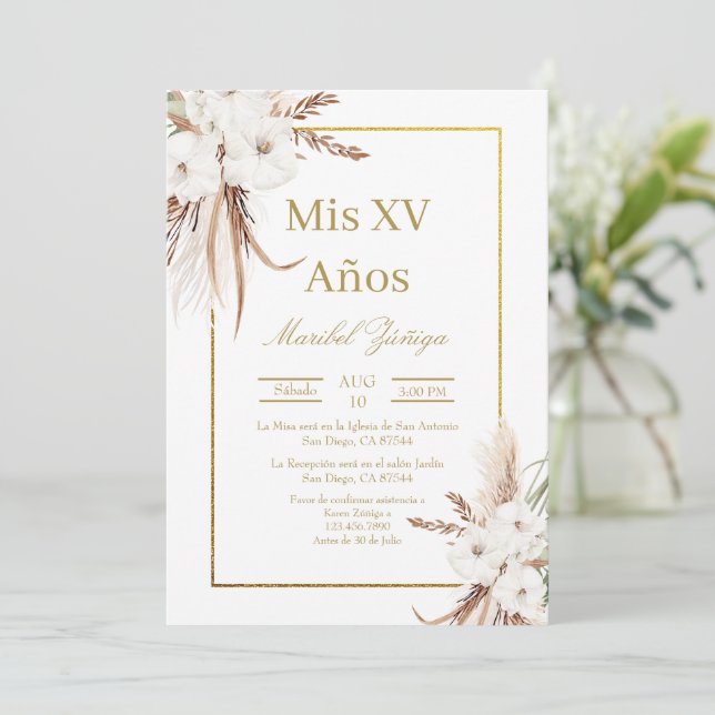 Invitación a Quinceanera (Anverso de pie)