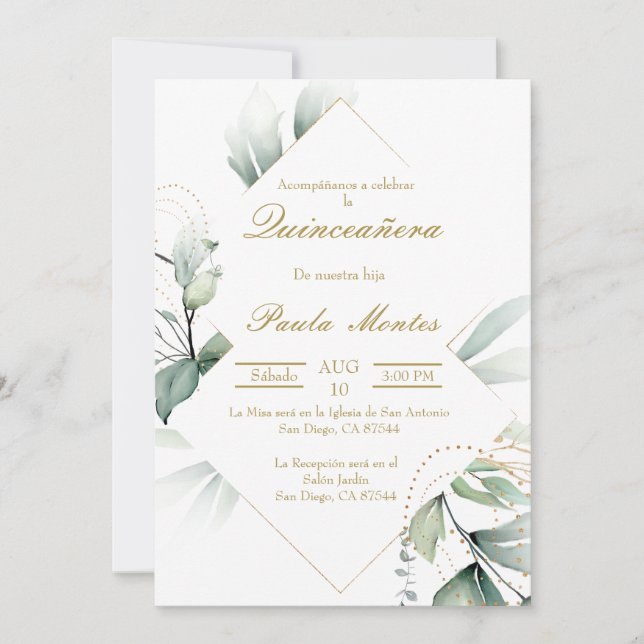 Invitación a Quinceañera (Anverso)