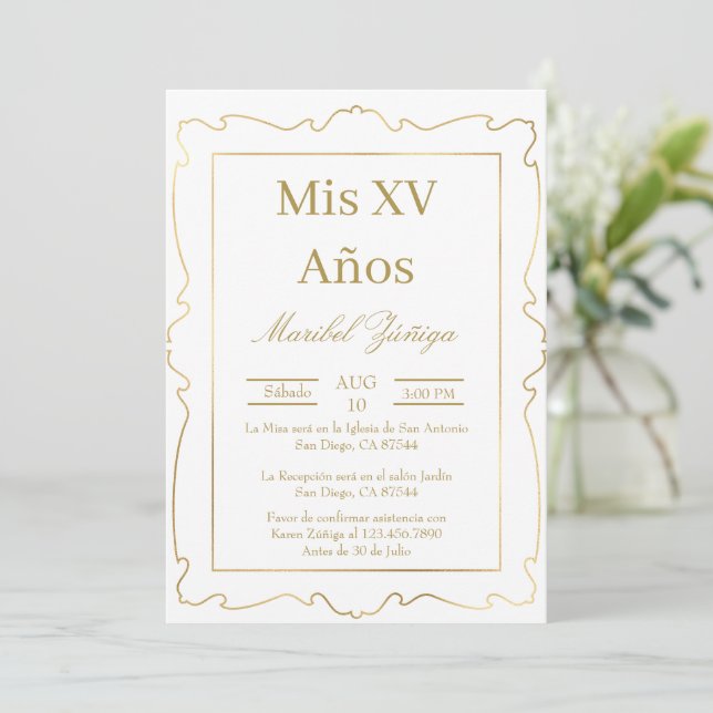 Invitación a Quinceanera (Anverso de pie)