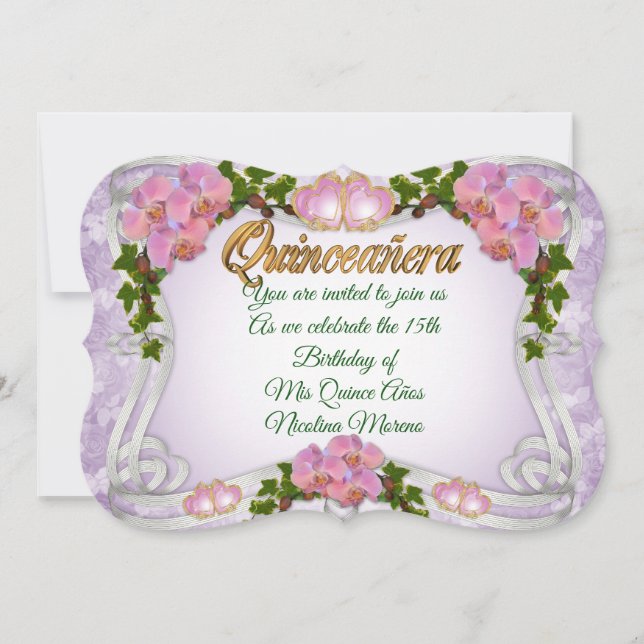 Invitación a Quinceanera 15º cumpleaños elegante (Anverso)