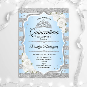 Invitación a Quinceanera Azul Plateado