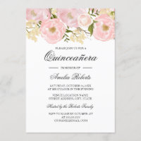 Invitación a Quinceanera con Flor Rosa de bonito R