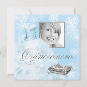 Invitación a Quinceanera con foto de copo de nieve