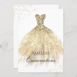Invitación a Quinceanera con mango de oro
