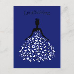 Invitación a Quinceanera con mariposa azul real