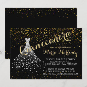 Invitación a Quinceanera con traje de diamante de