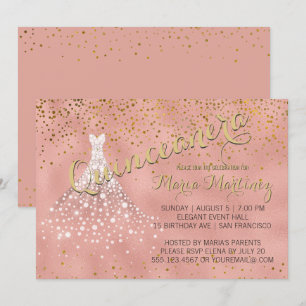 Invitación a Quinceanera con vestido de diamante d