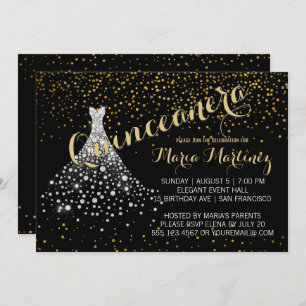 Invitación a Quinceanera con vestido de diamante n