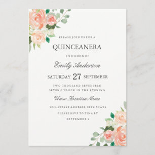 Invitación a Quinceanera de color de agua floral d