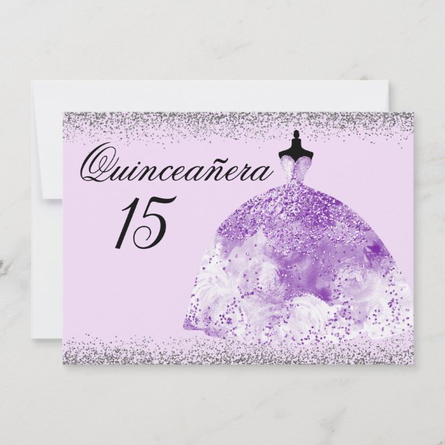 Invitación a Quinceanera de color púrpura Purpurin (Anverso)