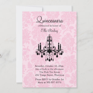 Invitación a Quinceanera de Damask Rosa