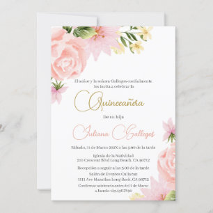 Invitación a Quinceanera de Floral Rosa Española
