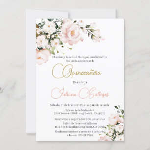 Invitación a Quinceanera de Floral Rosa Española
