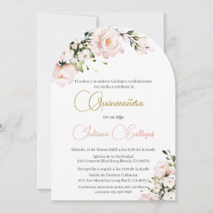 Invitación a Quinceanera de Floral Rosa Española