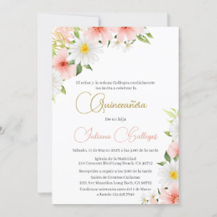 Invitación a Quinceanera de Floral Rosa Española