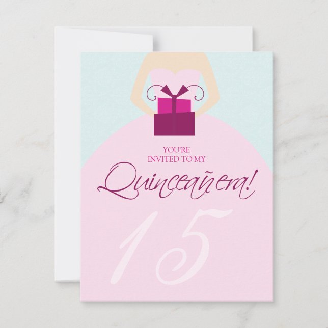 Invitación a Quinceanera de la Bala Fancy (azul) (Anverso)