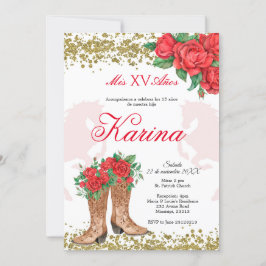 Invitación a Quinceanera de la Carra Mexicana Rosa