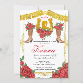 Invitación a Quinceanera de la Carra Mexicana Rosa