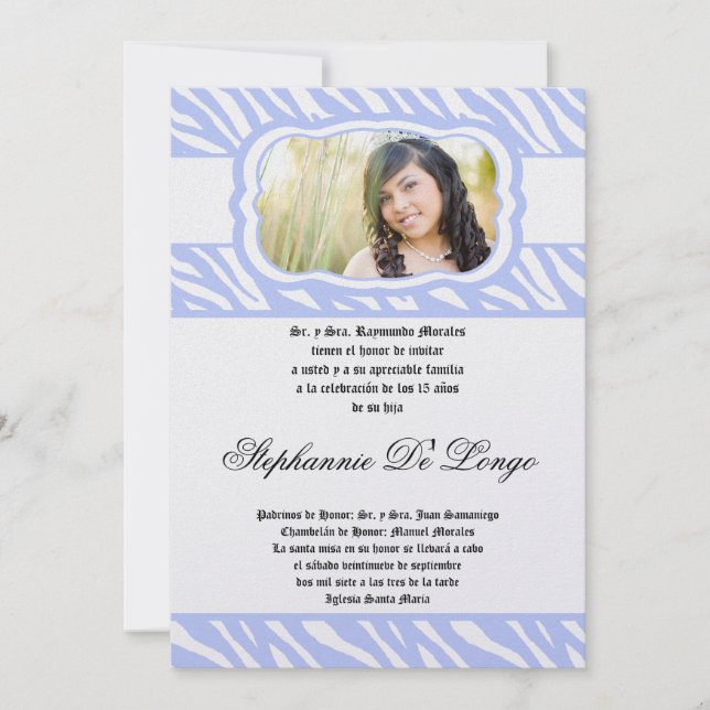Invitación a Quinceanera de la impresora azul de c (Anverso)