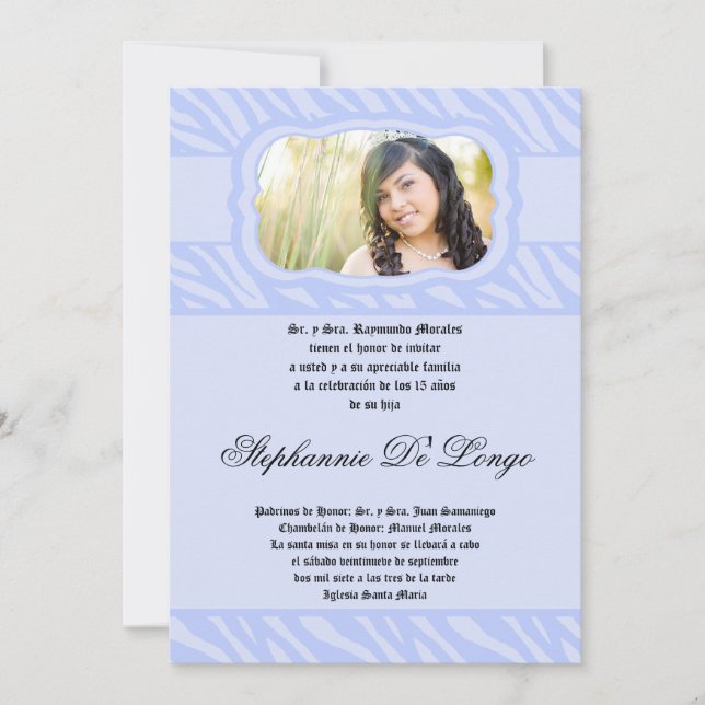 Invitación a Quinceanera de la impresora azul de c (Anverso)