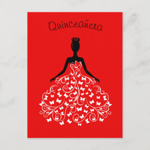 Invitación a Quinceanera de la mariposa negra roja