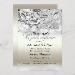 Invitación a Quinceanera de la máscara de la espum