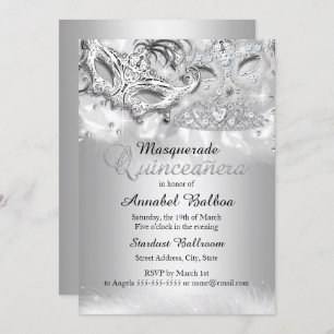 Invitación a Quinceanera de la máscara de plata