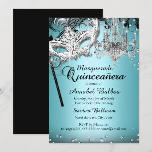 Invitación a Quinceanera de la mascarada de la lám