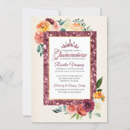 Invitación a Quinceanera de la secuencia floral de