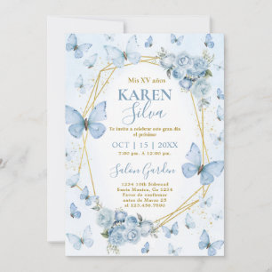 Invitación a Quinceanera de mariposa azul