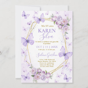 Invitación a Quinceanera de Mariposa Púrpura