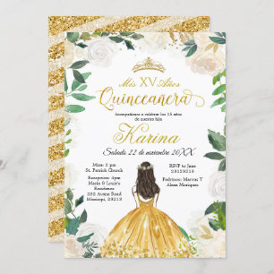 Invitación a Quinceanera de Oro Mexicano con Flore