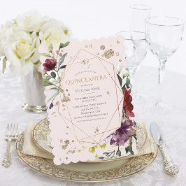 Invitación a Quinceañera de oro rosado