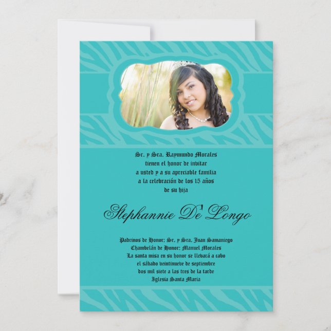 Invitación a Quinceanera de Patter de impresión de (Anverso)