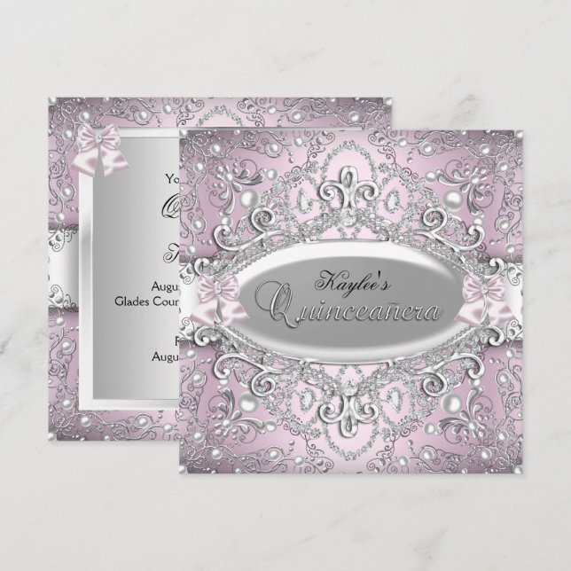 Invitación a Quinceanera de Pearl Pearl Pearl de p (Anverso / Reverso)