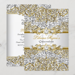 Invitación a Quinceanera de Purpurina plateado y d