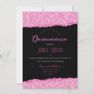 Invitación a Quinceañera del diamante rosa