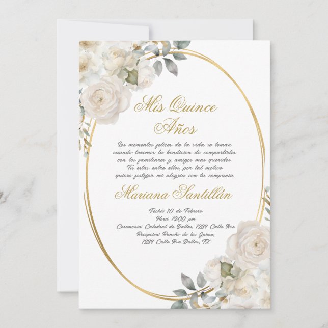 Invitación a Quinceanera en español (Anverso)
