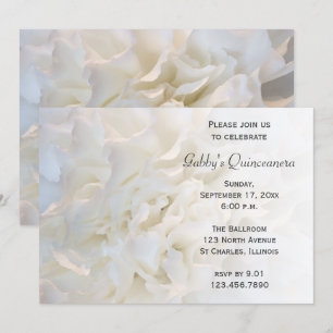 Invitación a Quinceanera floral blanca