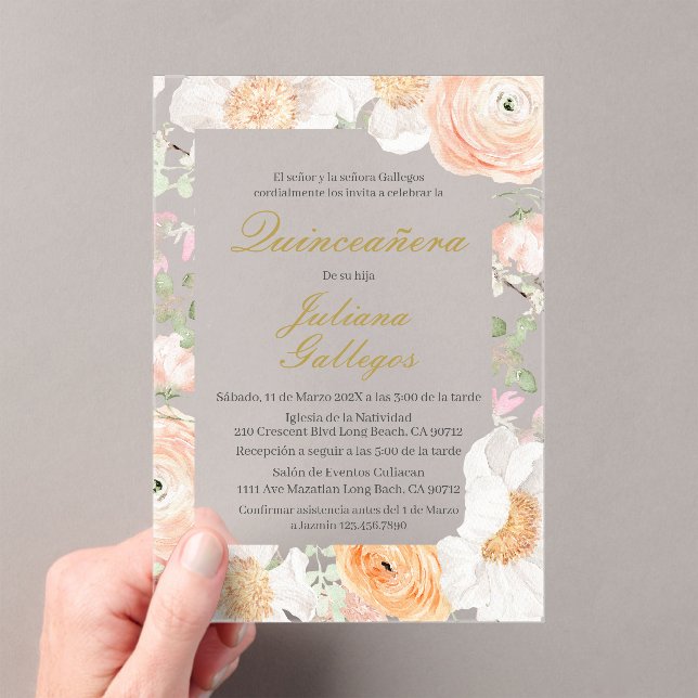Invitación a Quinceanera floral de primavera (Insitu (portátil))