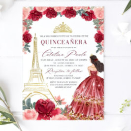 Invitación a Quinceanera floral de Rubor en Borgoñ