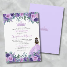 Invitación a Quinceanera floral púrpura