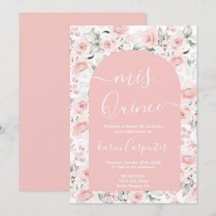Invitación a Quinceanera floral rosa