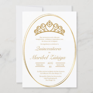 Invitación a Quinceanera oval de oro