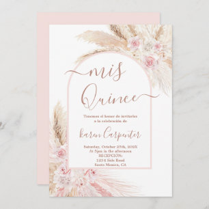 Invitación a Quinceanera Pampas Rosa Boho