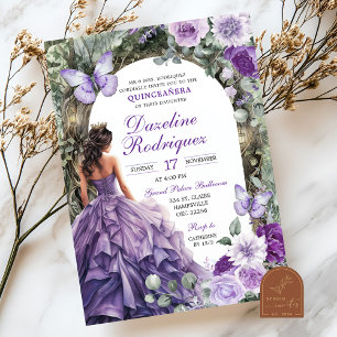 Invitación a Quinceanera Púrpura de Bosque Encanta